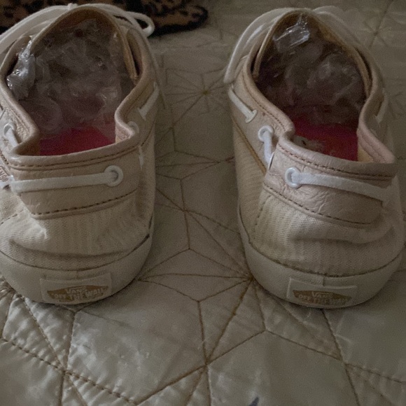 Beige & cream striped loafers with strings - size womens 7.5 - Picture 3 of 7